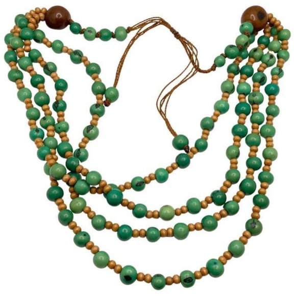 Jewelry - etro Açaí seed & Tagua nut beaded organic multi-strand necklace.